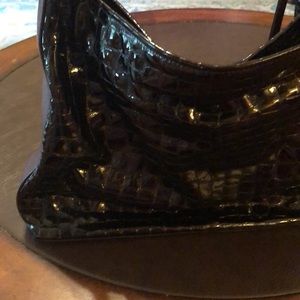 Brighton Cher Italian Croc-embossed leather bag. Chocolate color